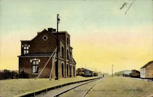 Ak Enschede Overijssel Niederlande, Bahnhof, Gleisseite