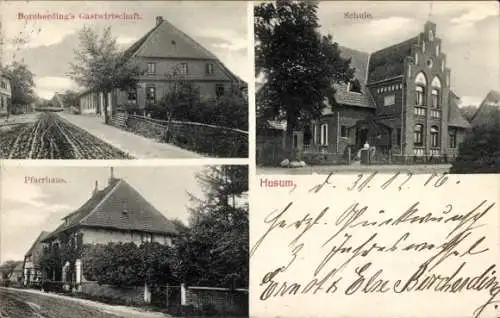 Ak Husum bei Nienburg an der Weser, Schule, Gastwirtschaft, Pfarrhaus