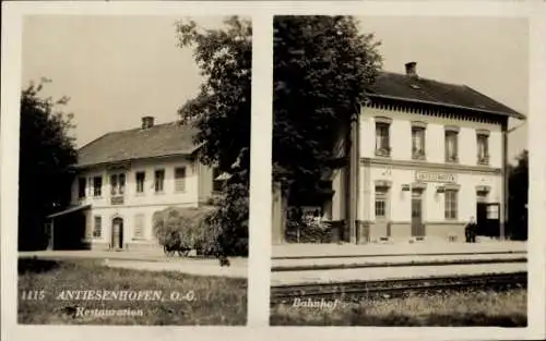 Ak Antiesenhofen in Oberösterreich, Restauration, Bahnhof, Gleisseite