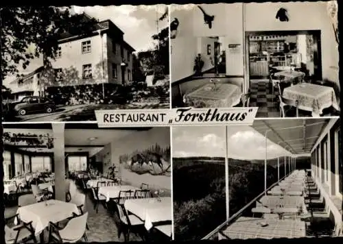 Ak Werdohl im Sauerland, Restaurant Forsthaus, Terrasse, Gastraum