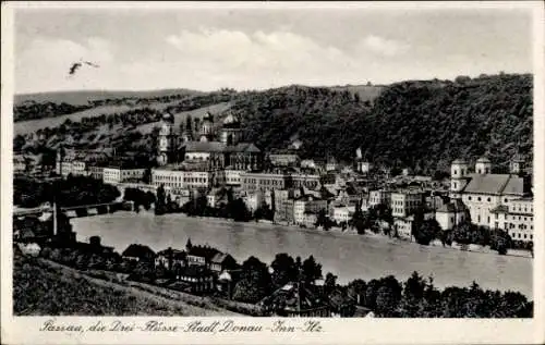 Ak Passau in Niederbayern, Gesamtansicht