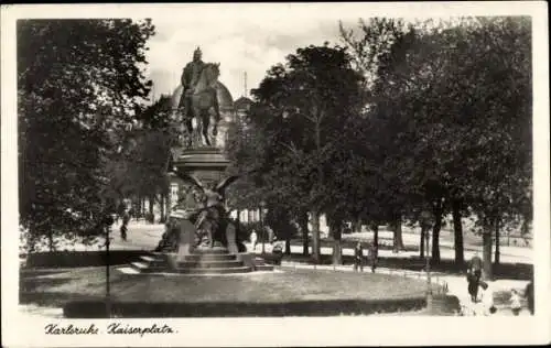 Ak Karlsruhe in Baden, Kaiserplatz, Denkmal