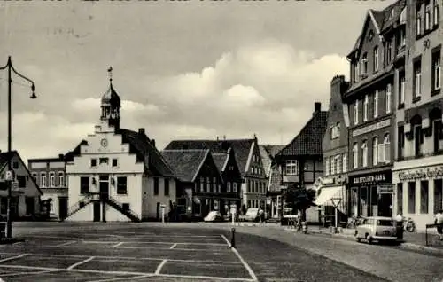 Ak Lingen im Emsland, Marktplatz, Bank