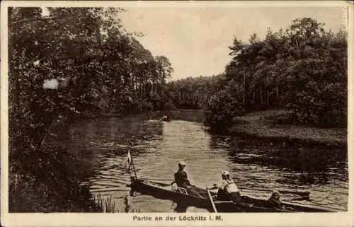 Ak Alt Buchhorst Grünheide in der Mark, Boot auf der Löcknitz, Gasthaus am Möllen-See