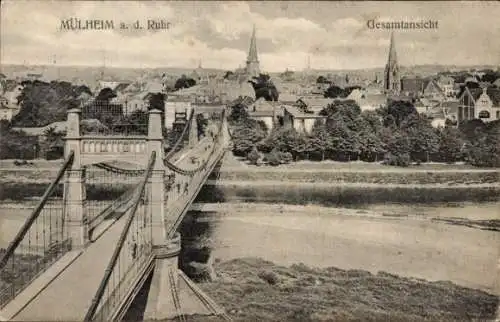 Ak Mülheim an der Ruhr, Gesamtansicht, Brücke