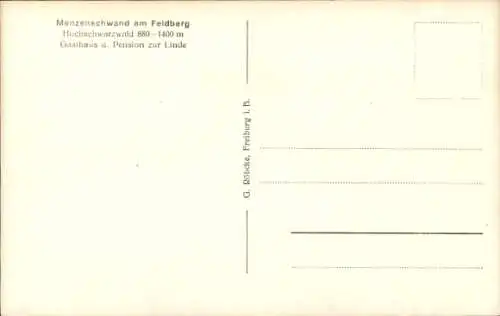 Ak Menzenschwand St. Blasien im Schwarzwald, Feldberg, Gasthaus Pension zur Linde