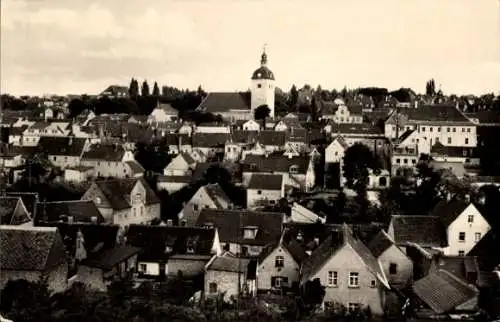 Ak Mücheln im Saalekreis, Ortsansicht mit Kirche