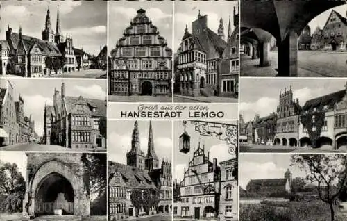 Ak Lemgo in Lippe, alte Hansestadt, Teilansichten, Giebelhäuser, Kirchen