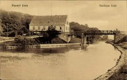 Ak Lenz Malchow Mecklenburg, Kurhaus Lenz, Brücke