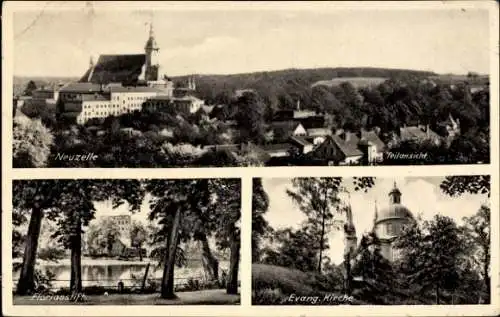 Ak Neuzelle in Brandenburg, Teilansicht, Kirche, Florianstift, Evangelische Kirche