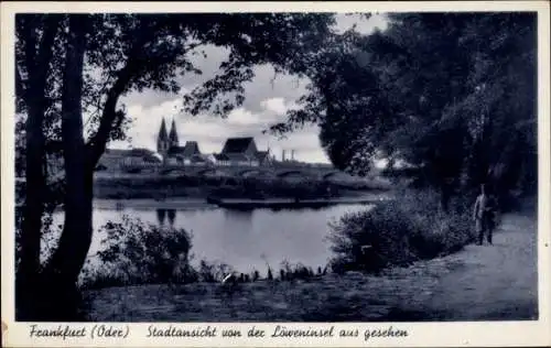 Ak Frankfurt Oder, Stadtansicht von der Löweninsel aus gesehen