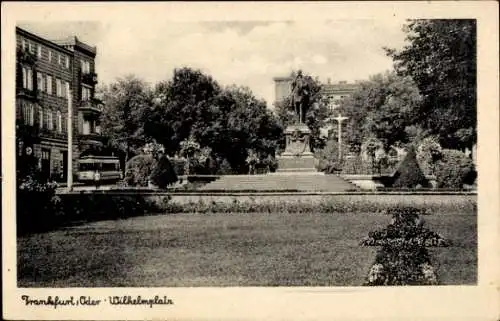 Ak Frankfurt an der Oder, Wilhelmplatz, Denkmal