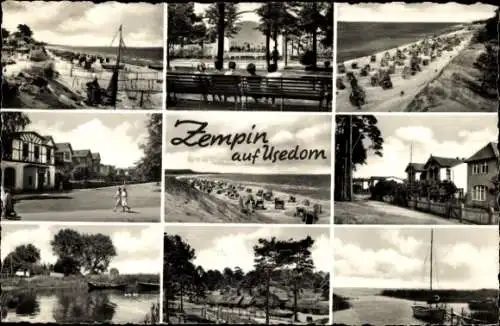 Ak Ostseebad Zempin auf Usedom, Teilansichten, Strand