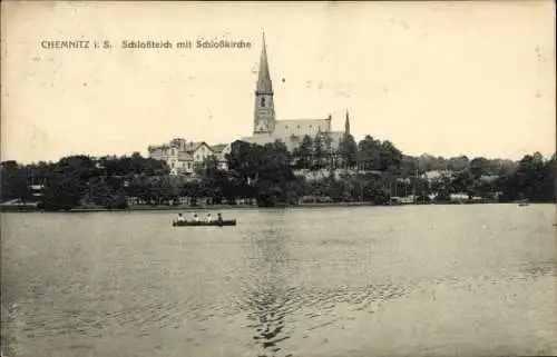 Ak Chemnitz in Sachsen, Schlossteich, Schlosskirche