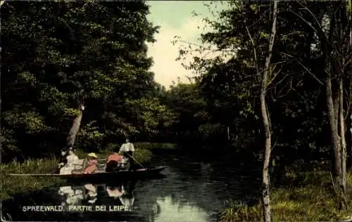 Ak Leipe Lübbenau im Spreewald, Kahn auf dem Wasser