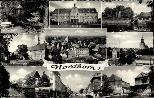 Ak Nordhorn Niedersachsen, Rathaus, Wassermühle, Ölmühle, Kloster Frenswegen