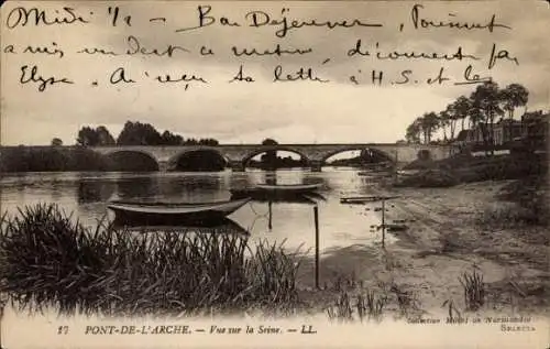 Ak Pont de l'Arche Eure, Vue sur la Seine