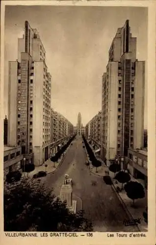 Ak Villeurbanne Rhône, Les Gratte-Ciel, Les Tours d'entree