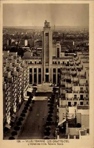 Ak Villeurbanne Rhône, Les Gratte-Ciel, Rathaus, Nordseite