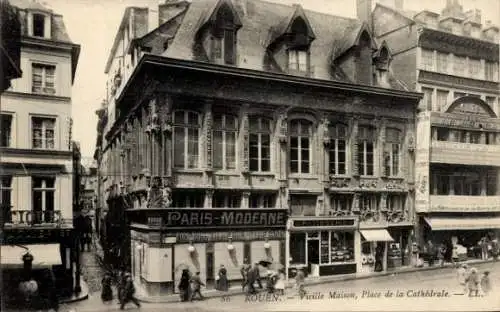 Ak Rouen Seine-Maritime, Vieille Maison, Place de la Cathedrale