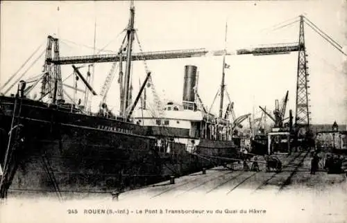 Ak Rouen Seine-Maritime, Le Pont a Transbordeur vu du Quai du Havre