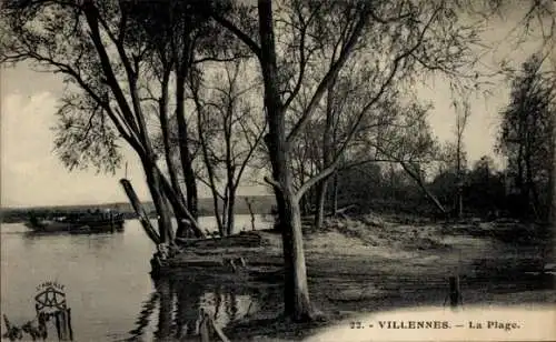 Ak Villennes sur Seine Yvelines, La Plage