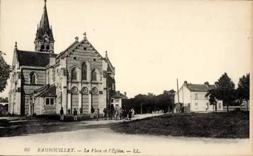 Ak Rambouillet Yvelines, La Place, Kirche