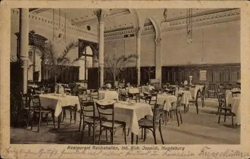 Ak Magdeburg an der Elbe, Restaurant Reichshallen, Innenansicht