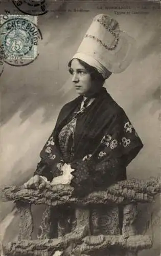 Ak Normandie, Frau in Volkstracht