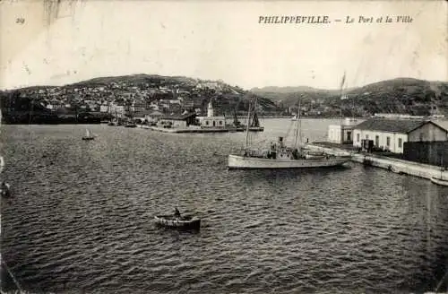 Ak Philippeville Skikda Algerien, Hafen und Stadt