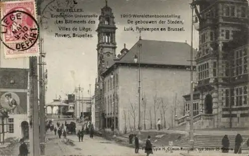 Ak Brüssel Brüssel, Ausstellung 1910, Die Gebäude der Städte Lüttich