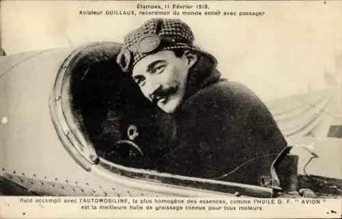 Ak Aviator Guillaux, Flugzeug, Briefmarken 1913, Luftfahrt