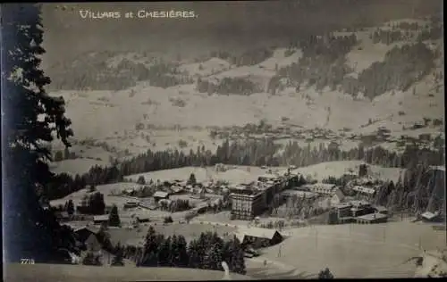 Ak Chesières Kanton Waadt, Gesamtansicht im Winter