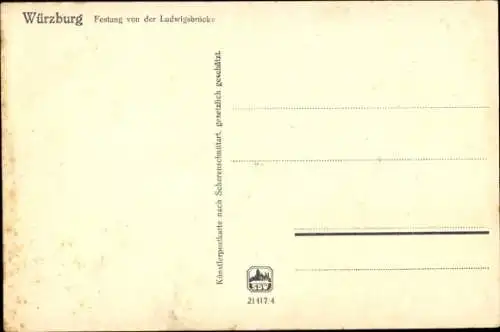 Scherenschnitt Ak Würzburg am Main Unterfranken, Festung von Ludwigsbrücke