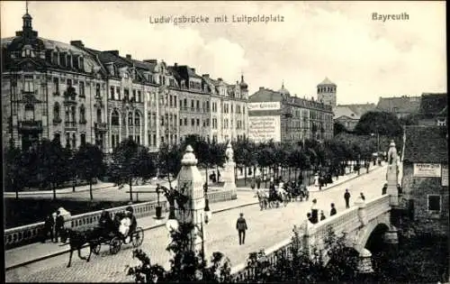 Ak Bayreuth in Oberfranken, Luitpoldplatz, Ludwigsbrücke