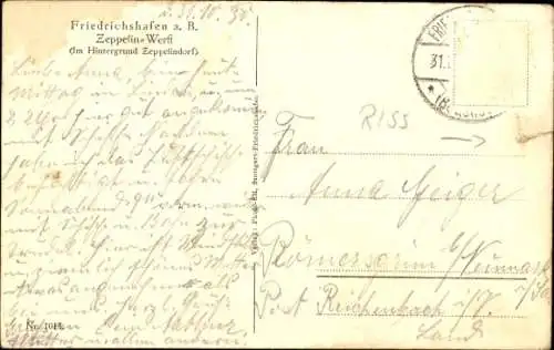 Ak Friedrichshafen am Bodensee, Zeppelinwerft, Zeppelindorf, Luftansicht