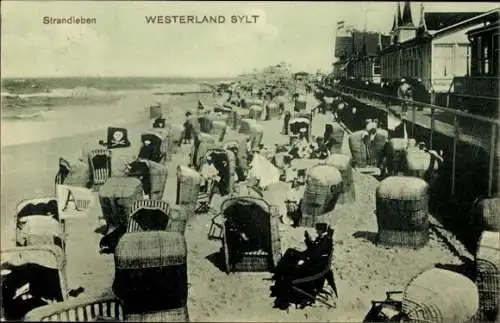 Ak Westerland auf Sylt, Strand, Strandkörbe