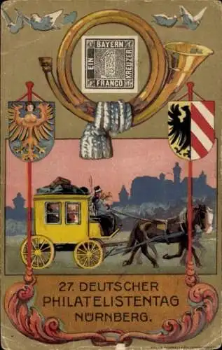 Wappen Ak Nürnberg in Mittelfranken Bayern, 27. Deutscher Philatelistentag 1921
