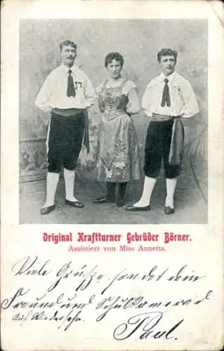 Ak Original Kraftturner Gebrüder Börner, Assistiert von Miss Annetta