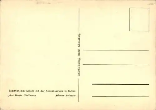 Ak Burma, Buddhistischer Mönch, Almosenschale