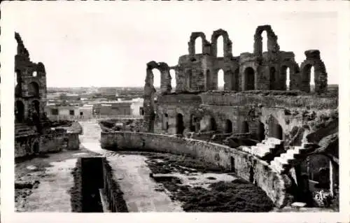 Ak El Djem Tunesien, Blick auf die Kaiserloge, Römische Ruine