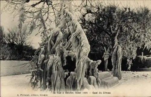 Ak Genf Genf Schweiz, La Bise, Winter 1905, Quai du Leman