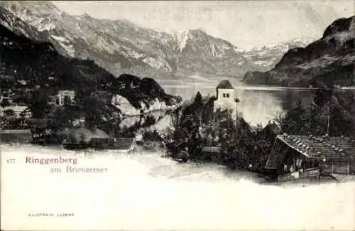 Ak Ringgenberg am Brienzersee Kanton Bern, Panorama, Kirchturm