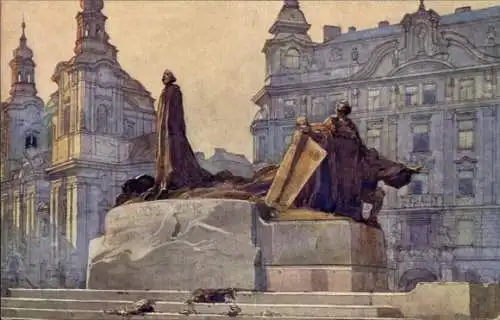 Künstler Ak Setelik, J., Praha Prag Tschechien, Husuv Pomnik, Jan Hus Denkmal