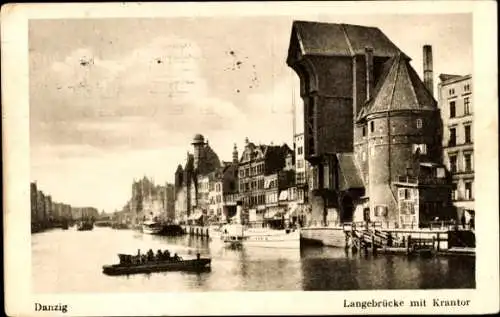 Ak Gdańsk Danzig, Langebrücke, Krantor