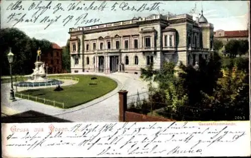 Ak Poznań Posen, Ansicht vom Generalkommando, Denkmal