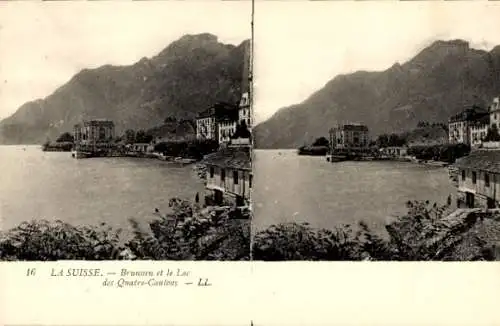 Stereo Ak Brunnen Kt Schwyz, Vierwaldstättersee