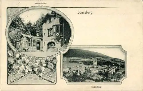 Ak Sonneberg in Thüringen, Gasthaus Felsenkeller, Totalansicht