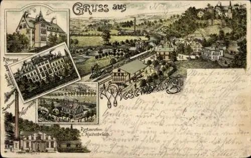 Litho Wiesenburg Wildenfels im Erzgebirge, Wasserwerk, Restauration zur Muldenbrücke