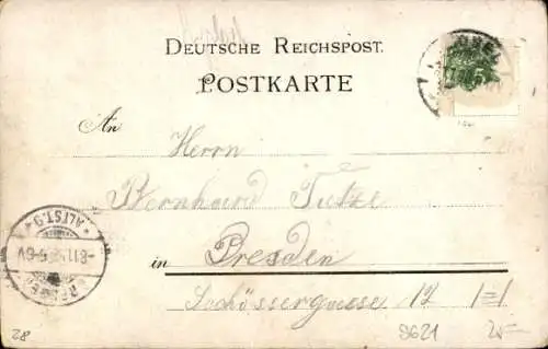 Litho Dänkritz Neukirchen an der Pleiße, Gasthof, Gesamtansicht